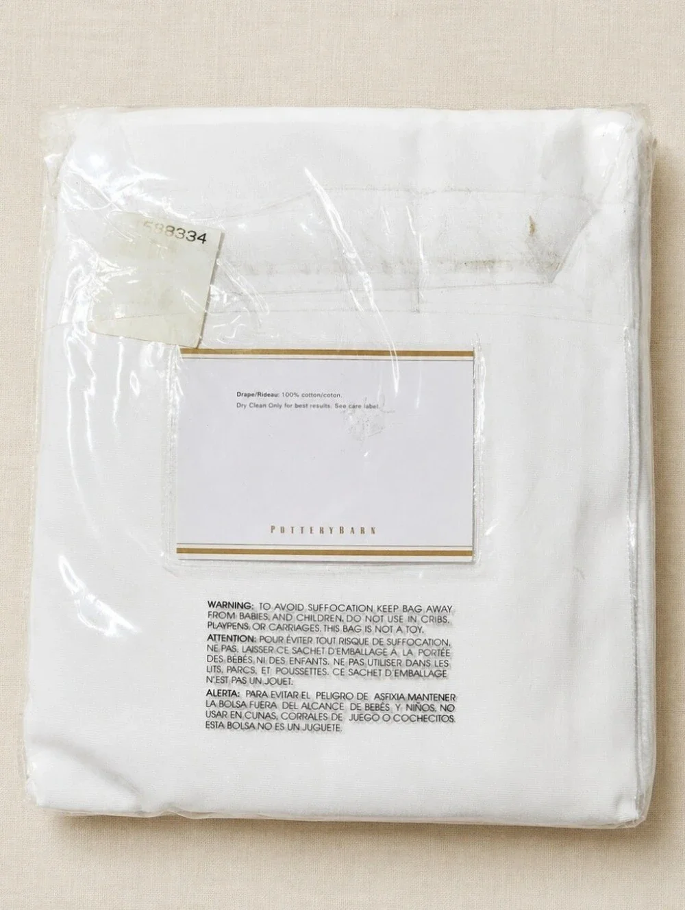 Pottery Barn Cameron Cotton Grommet Curtain Panel White 50x84 NIP New
